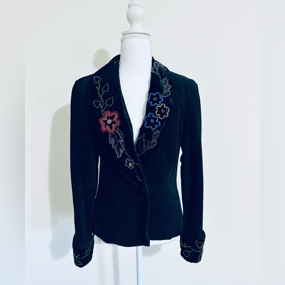 Double D Ranch Black Floral Embroidered Blazer
